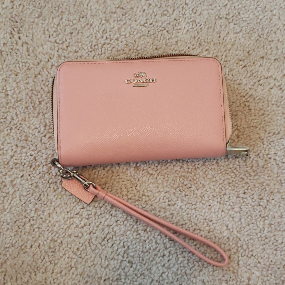 Pink coach wristlet